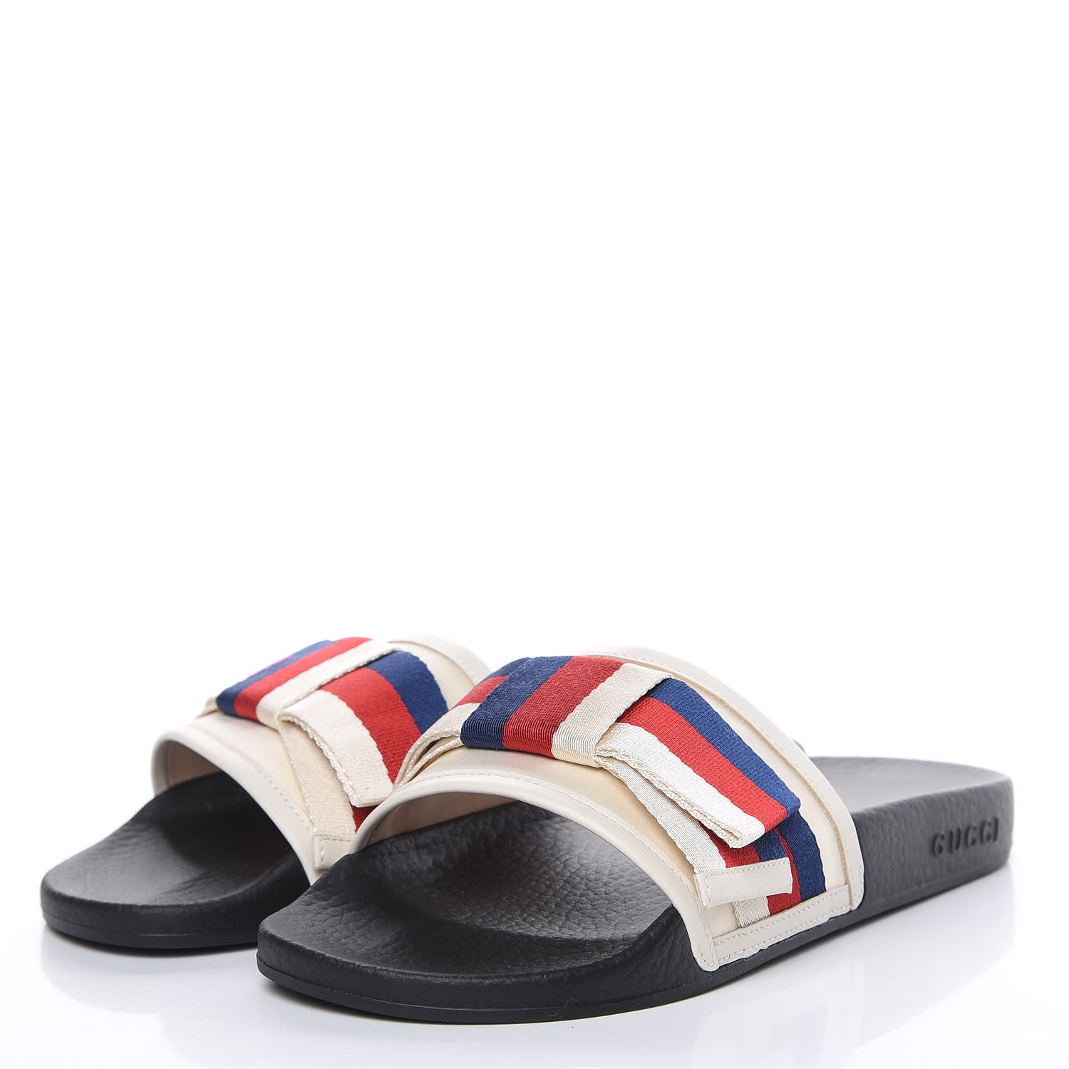 Gucci Satin Web Sylvie Bow Slide Sandals 38 White 3 of 8
