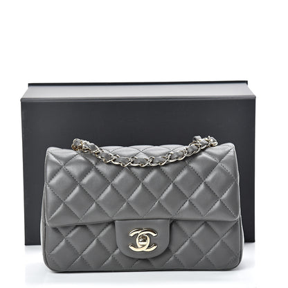 Chanel Lambskin Quilted Mini Rectangular Flap Grey 10 of 10
