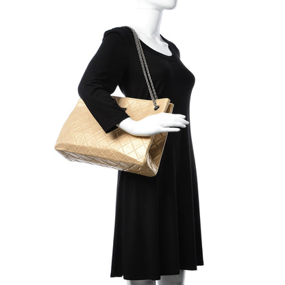 Chanel Metallic Aged Calfskin Quilted Reissue 2.55 Tote Light Gold 3 of 11