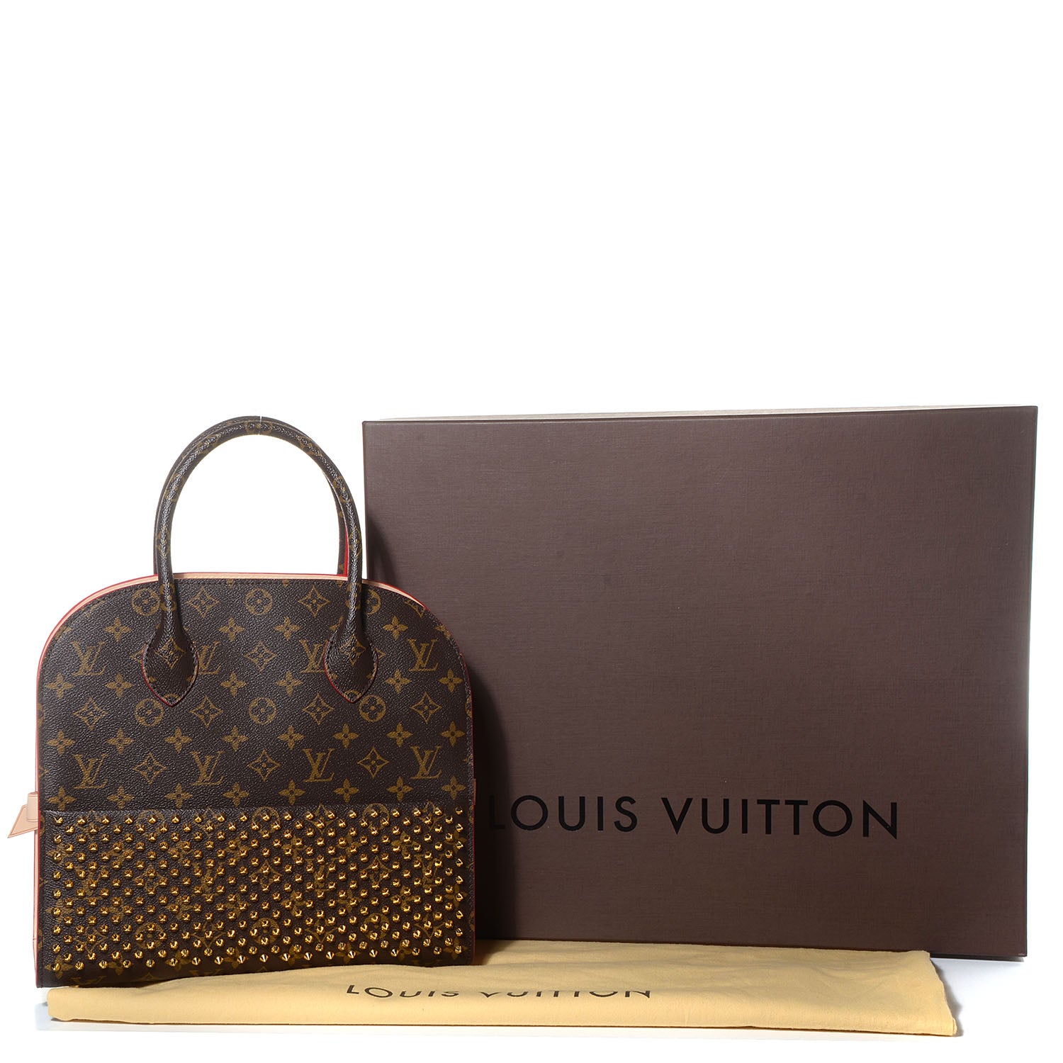 Louis Vuitton Monogram Calf Hair Spikes Iconoclasts Christian Louboutin Tote Red 4 of 8