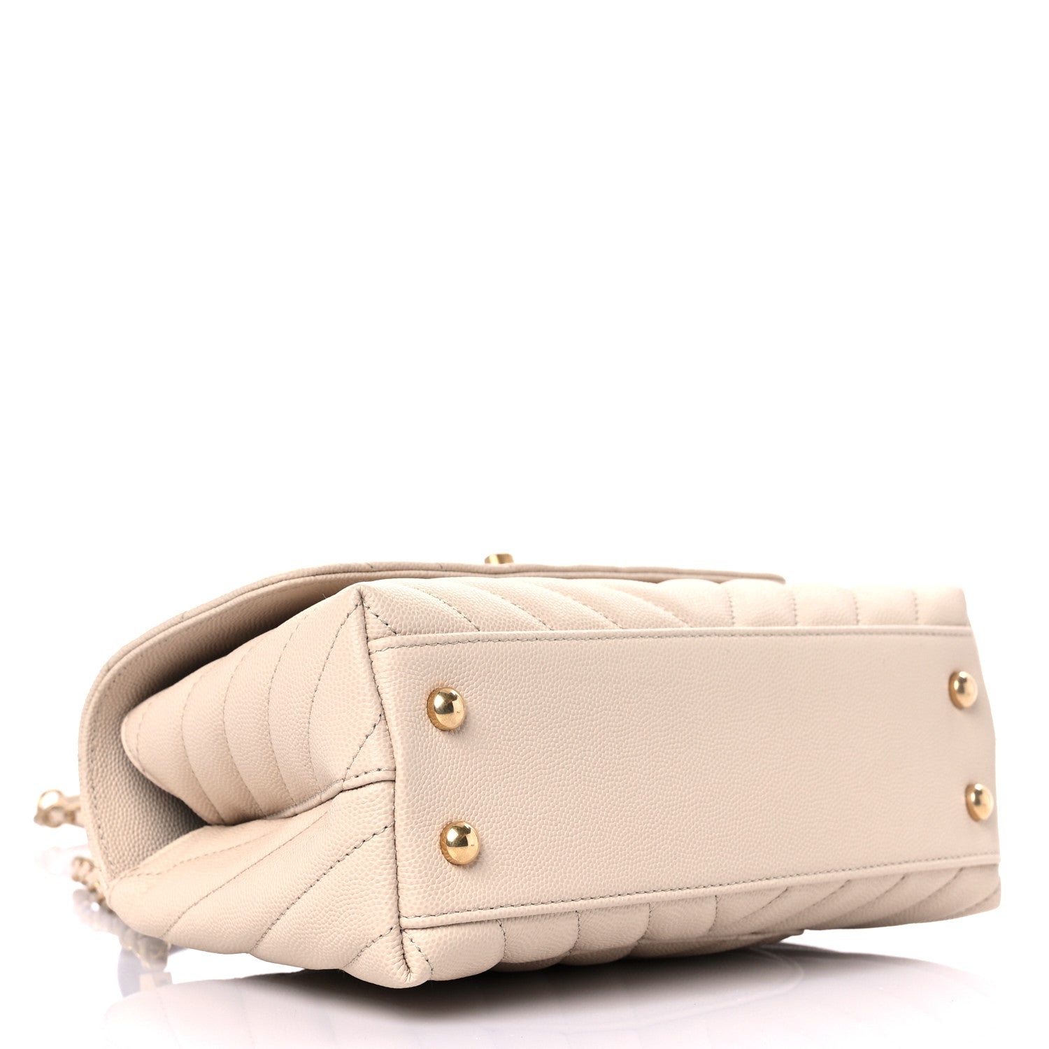 Chanel Caviar Lizard Chevron Quilted Mini Coco Handle Flap Ivory 4 of 10