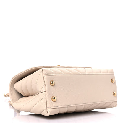 Chanel Caviar Lizard Chevron Quilted Mini Coco Handle Flap Ivory 4 of 10