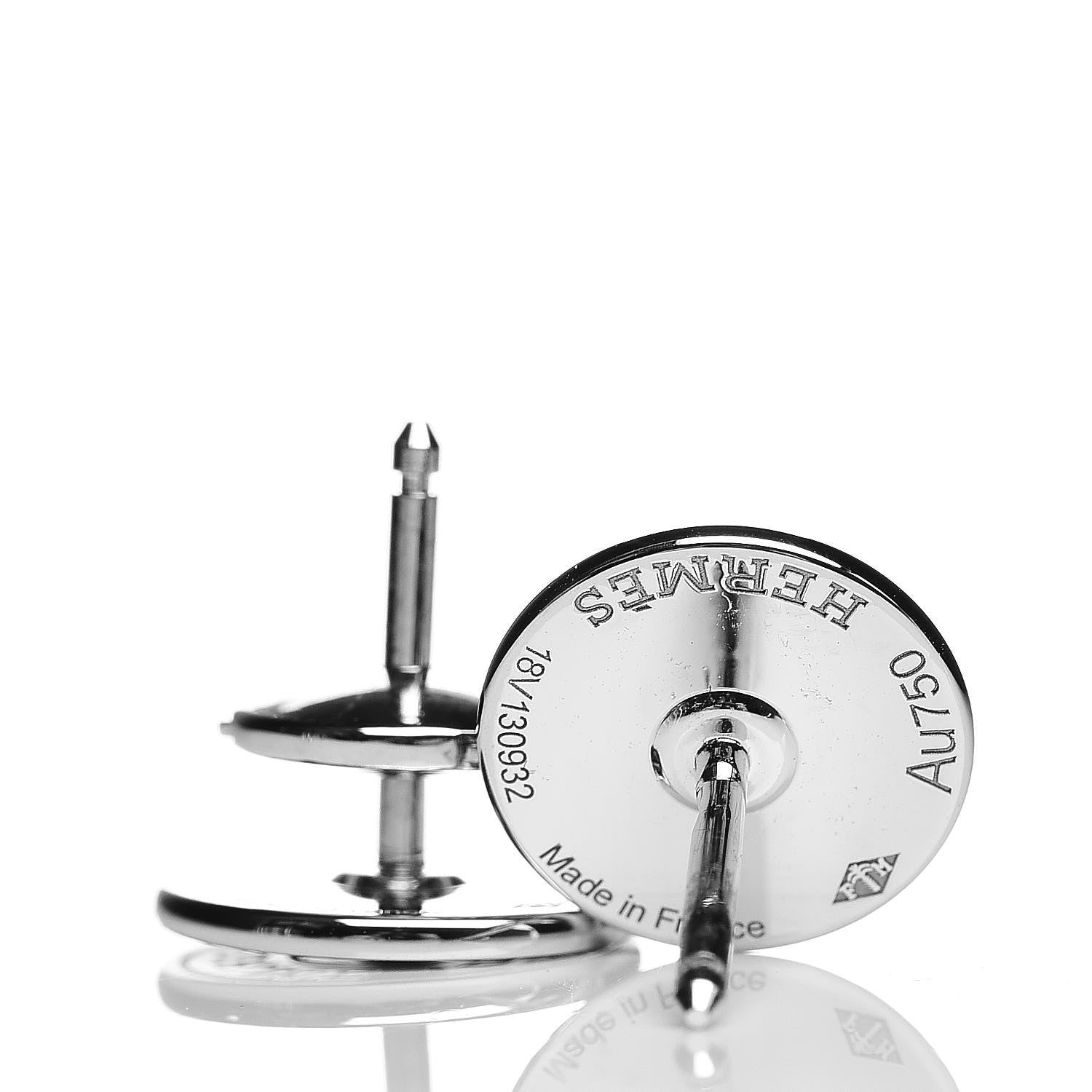 Hermes 18K White Gold Diamond Small Gambade Earrings 4 of 5