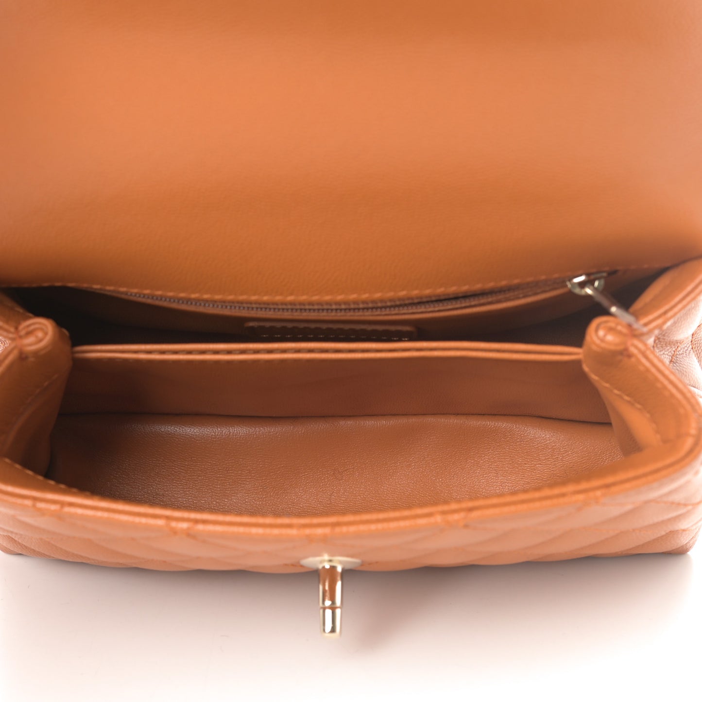 Caviar Quilted Mini Coco Handle Flap Light Brown