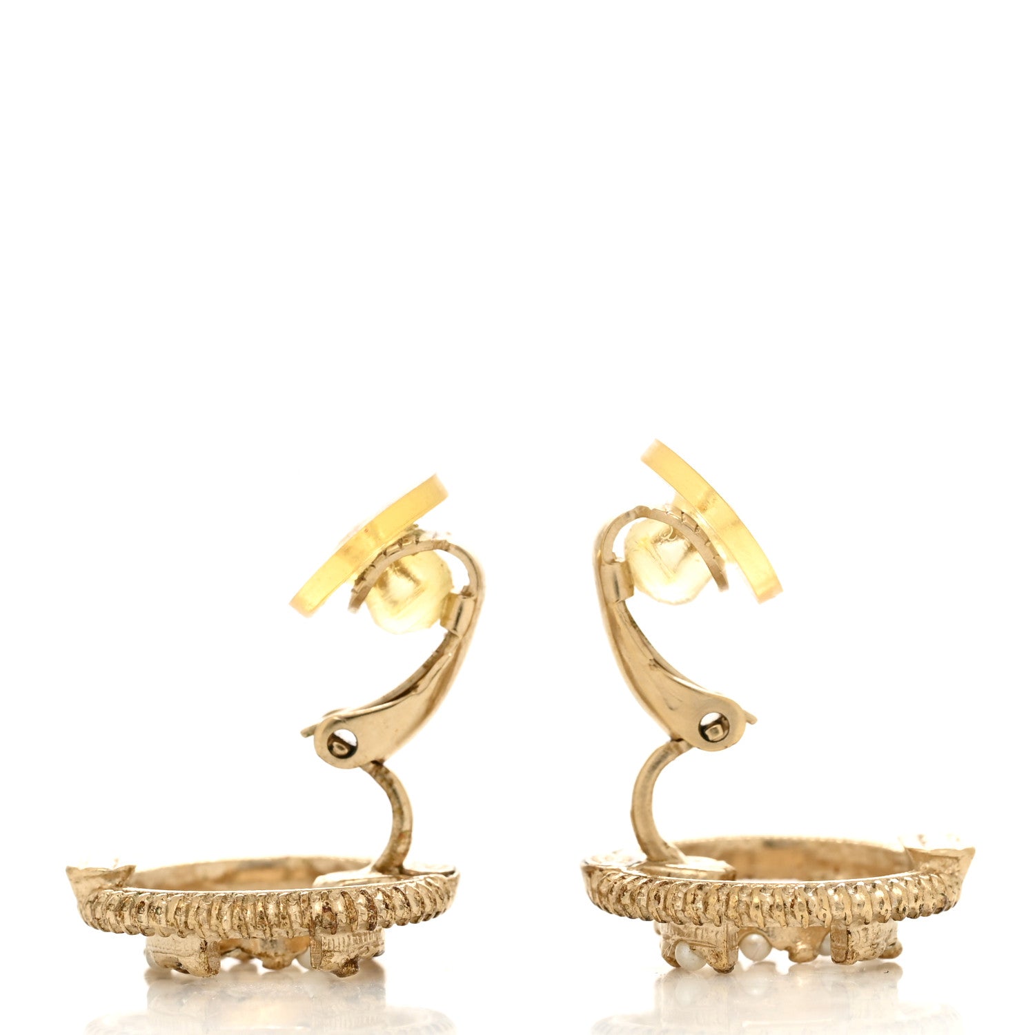 Chanel Pearl Crystal CC Round Clip On Earring Gold 3 of 5