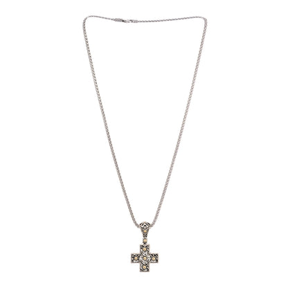 John Hardy Sterling Silver 18K Yellow Gold Cross Pendant Necklace 2 of 5