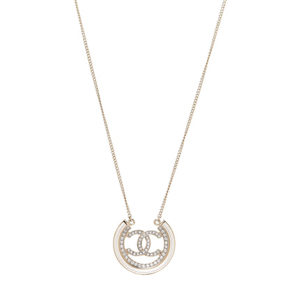 Chanel Pearl Crystal CC Pendant Necklace Gold 1 of 6