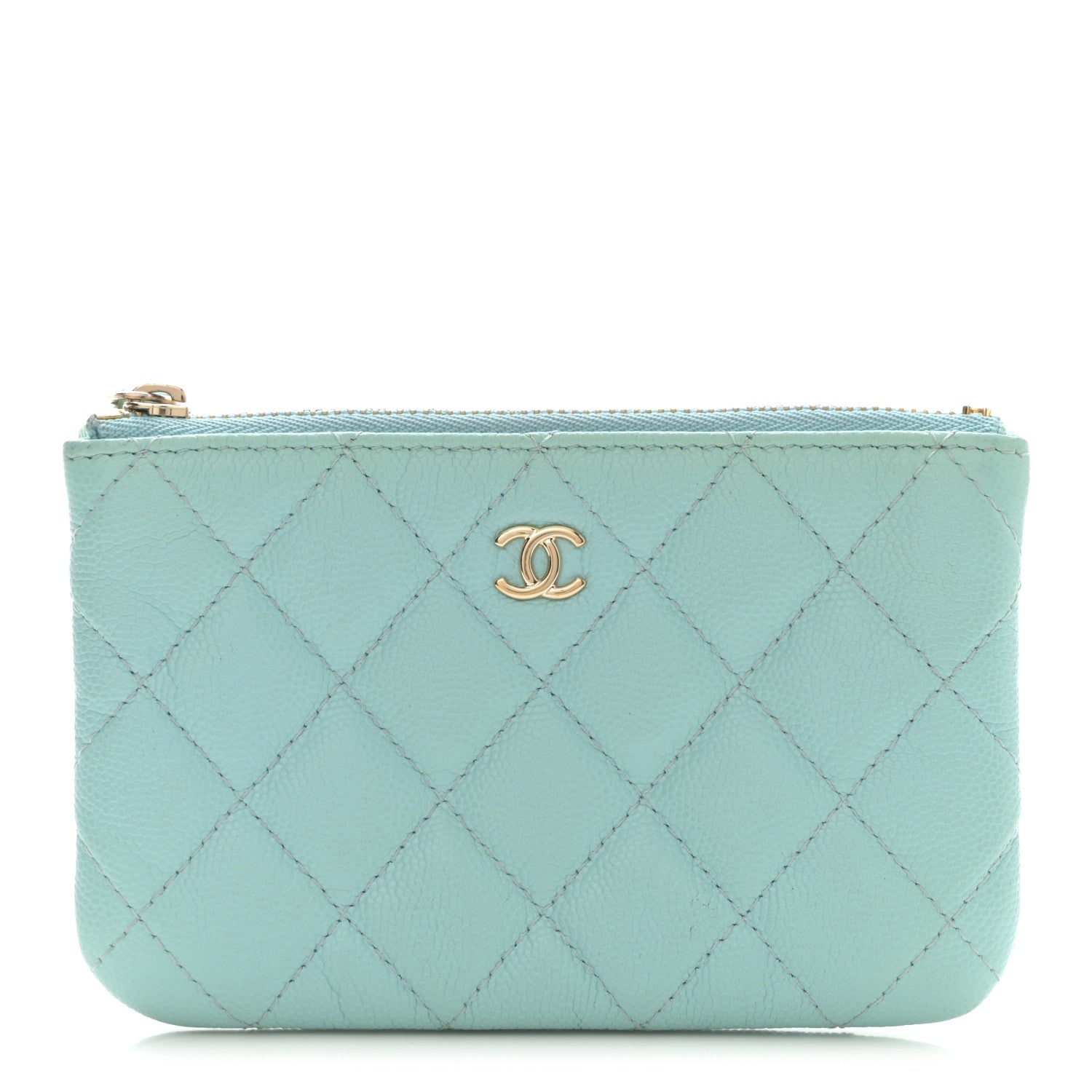 Chanel Caviar Quilted Small Cosmetic Case Light Blue 1 of 13