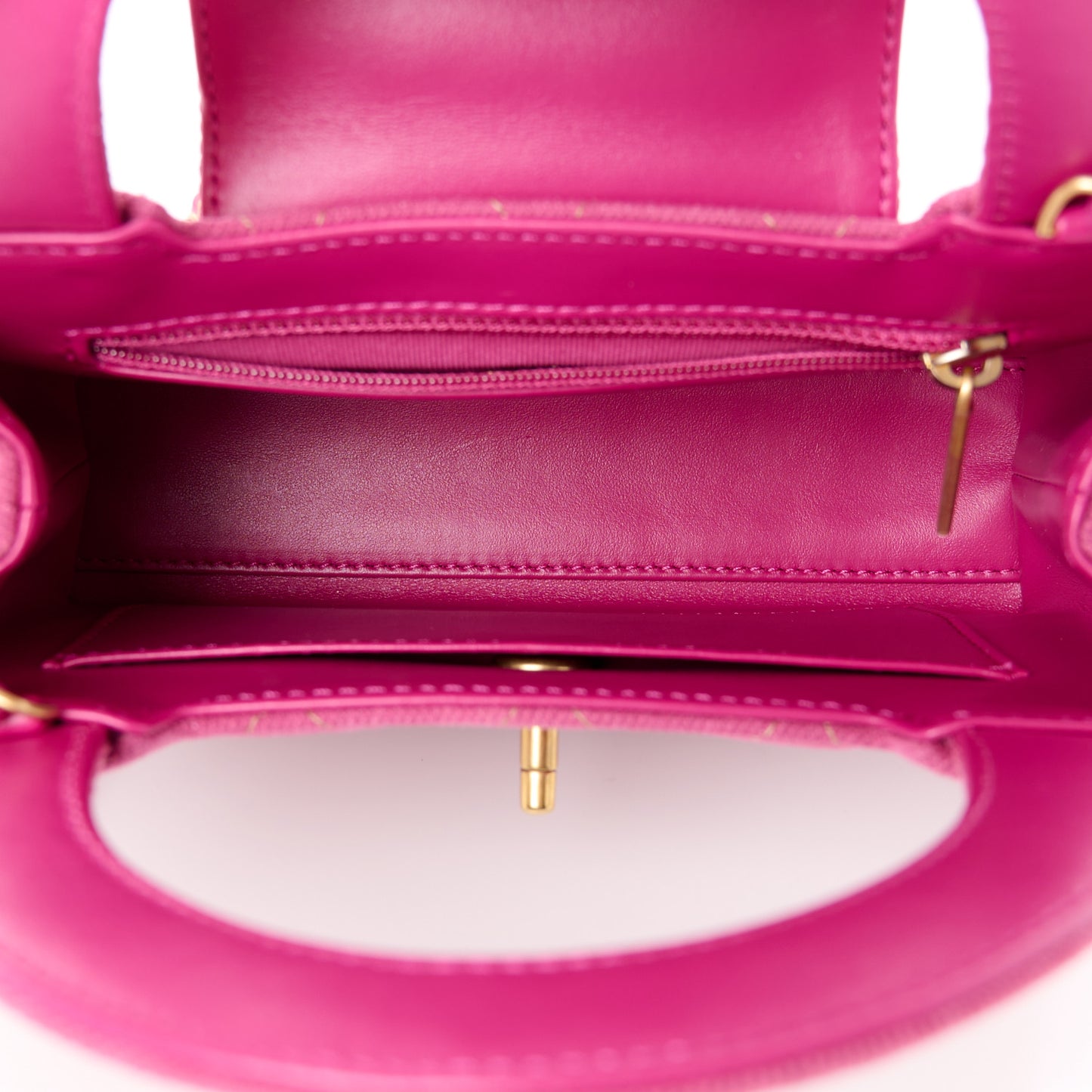 Denim Quilted Nano Kelly Shopper Fuchsia