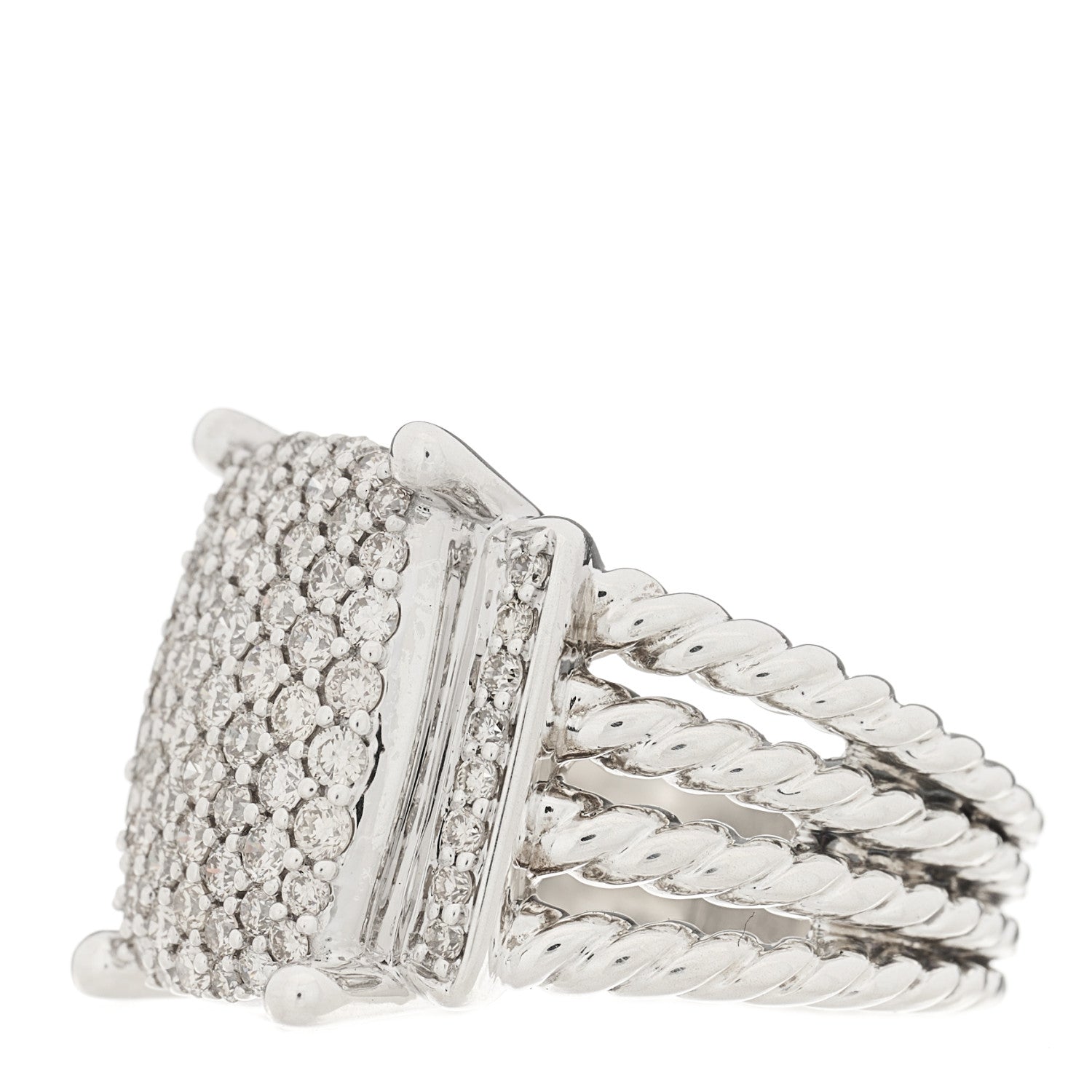 David Yurman Sterling Silver Diamond 16mm Wheaton Ring 52 6 3 of 5