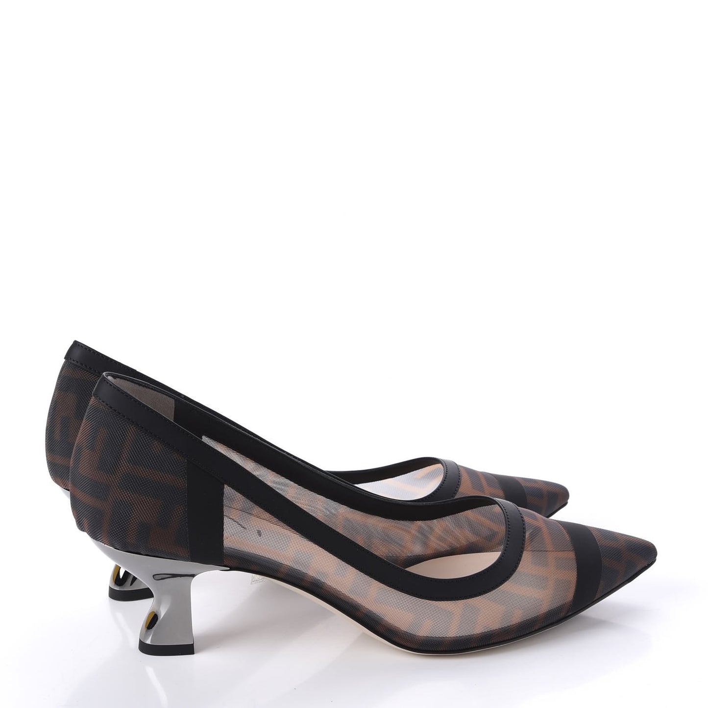 Technical Mesh Vitello Gommato FF Colibri 55mm Pumps 40 Tobacco Moro Black