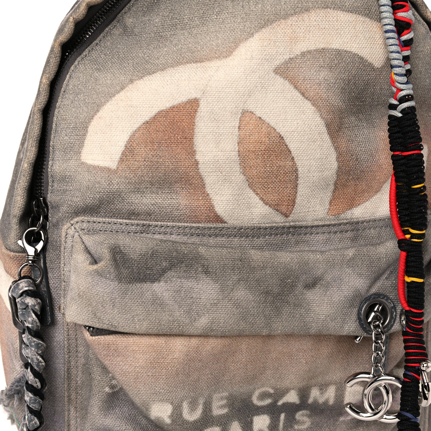 Chanel Graffiti Printed Canvas Medium Backpack Grey 16 of 17