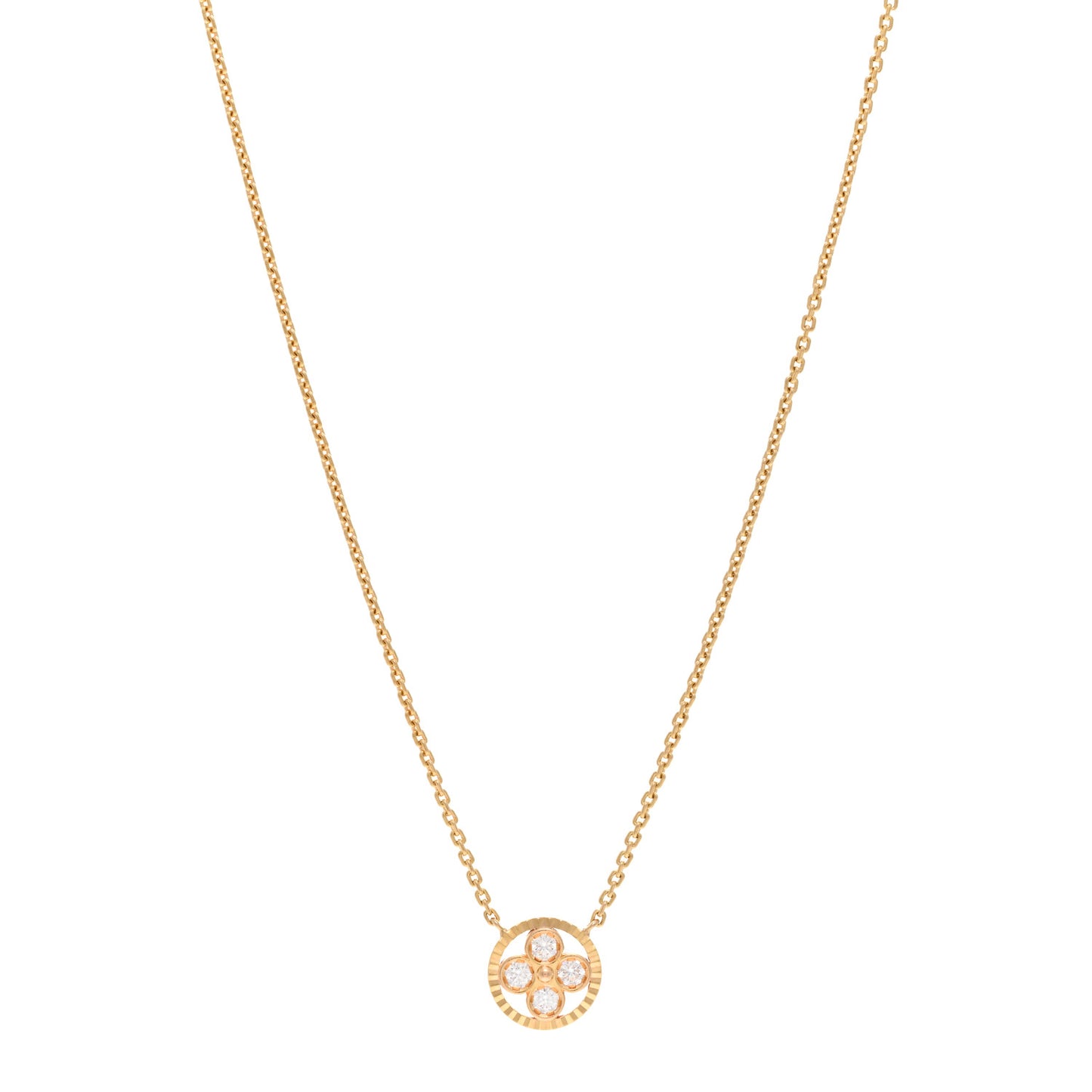 18K Pink Gold Diamond Blossom BB Pendant Necklace