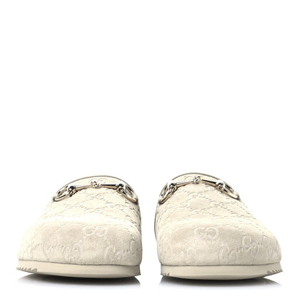 Gucci Luxury Suede Guccissima Miro Soft Womens Horsebit Slippers 39.5 Oatmeal 2 of 9