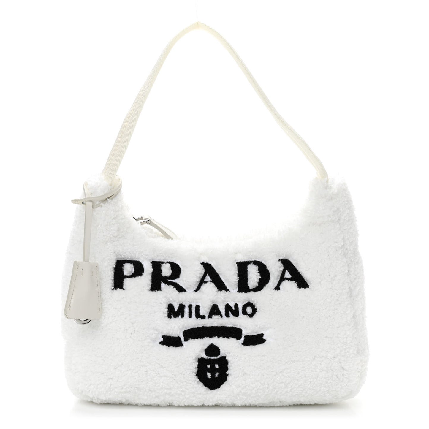 Terry Cloth Mini Re-Edition 2000 Bag White Black