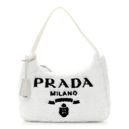 Prada Terry Cloth Mini Re-Edition 2000 Bag White Black 1 of 9