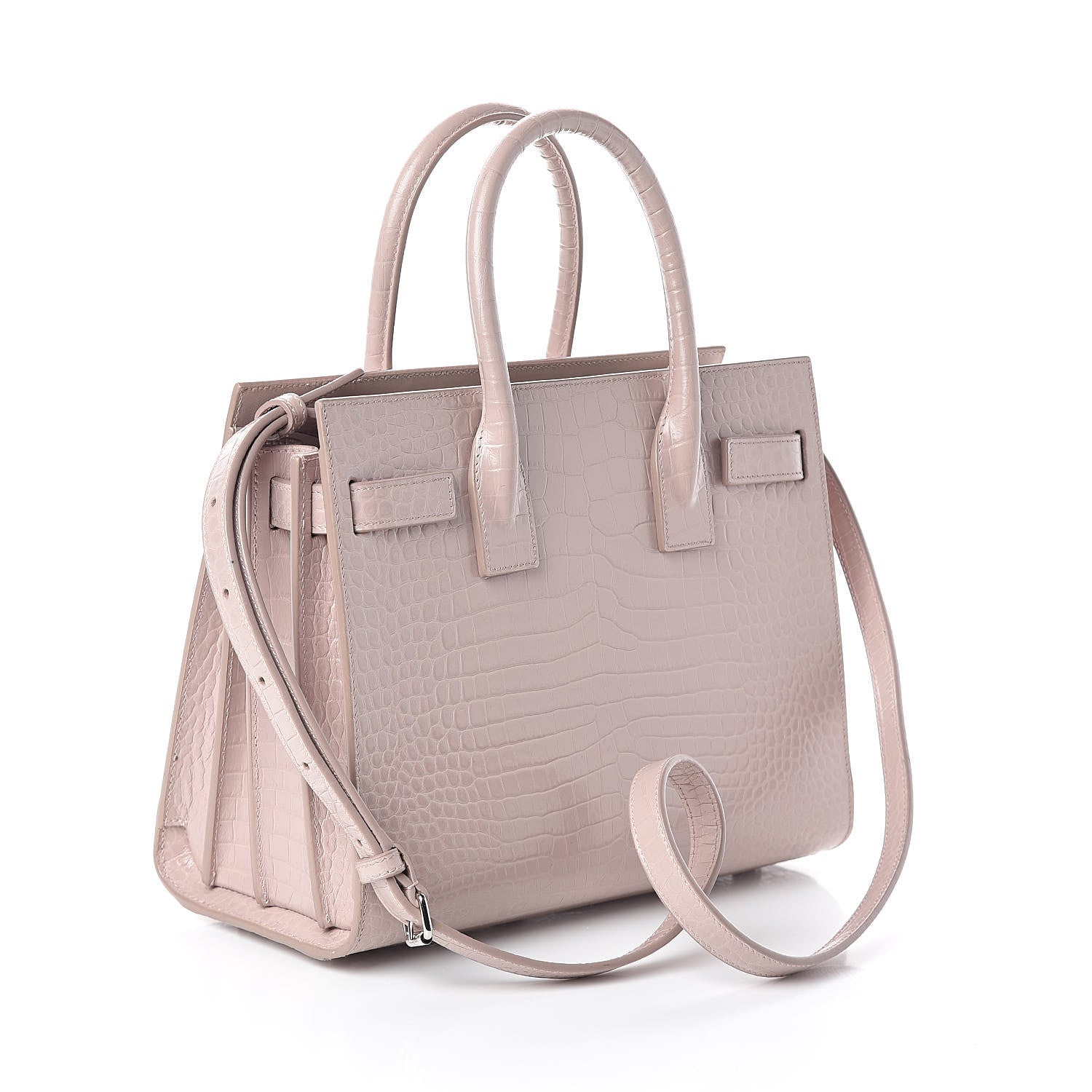 Saint Laurent Calfskin Crocodile Embossed Baby Sac De Jour Rose Antic 3 of 9