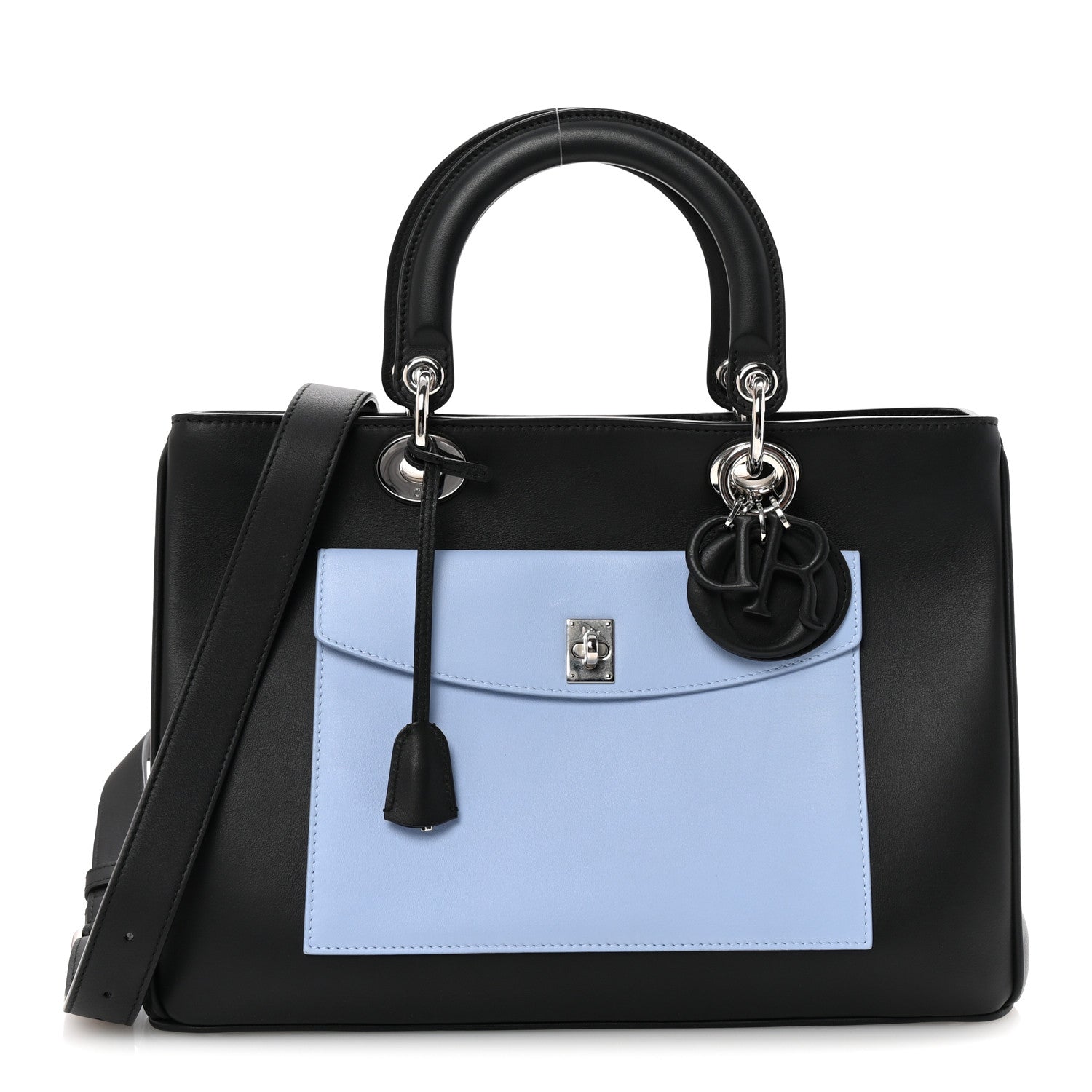 Christian Dior Smooth Calfskin Tri-Color Diorissimo Pocket Tote Black Blue Red 3 of 10