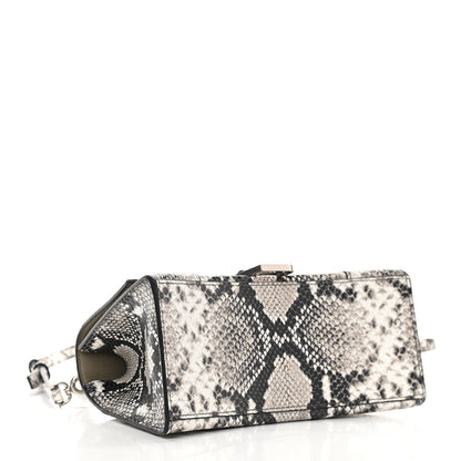 Balenciaga Calfskin Snake Effect Small Hourglass Top Handle Bag Black White 4 of 13