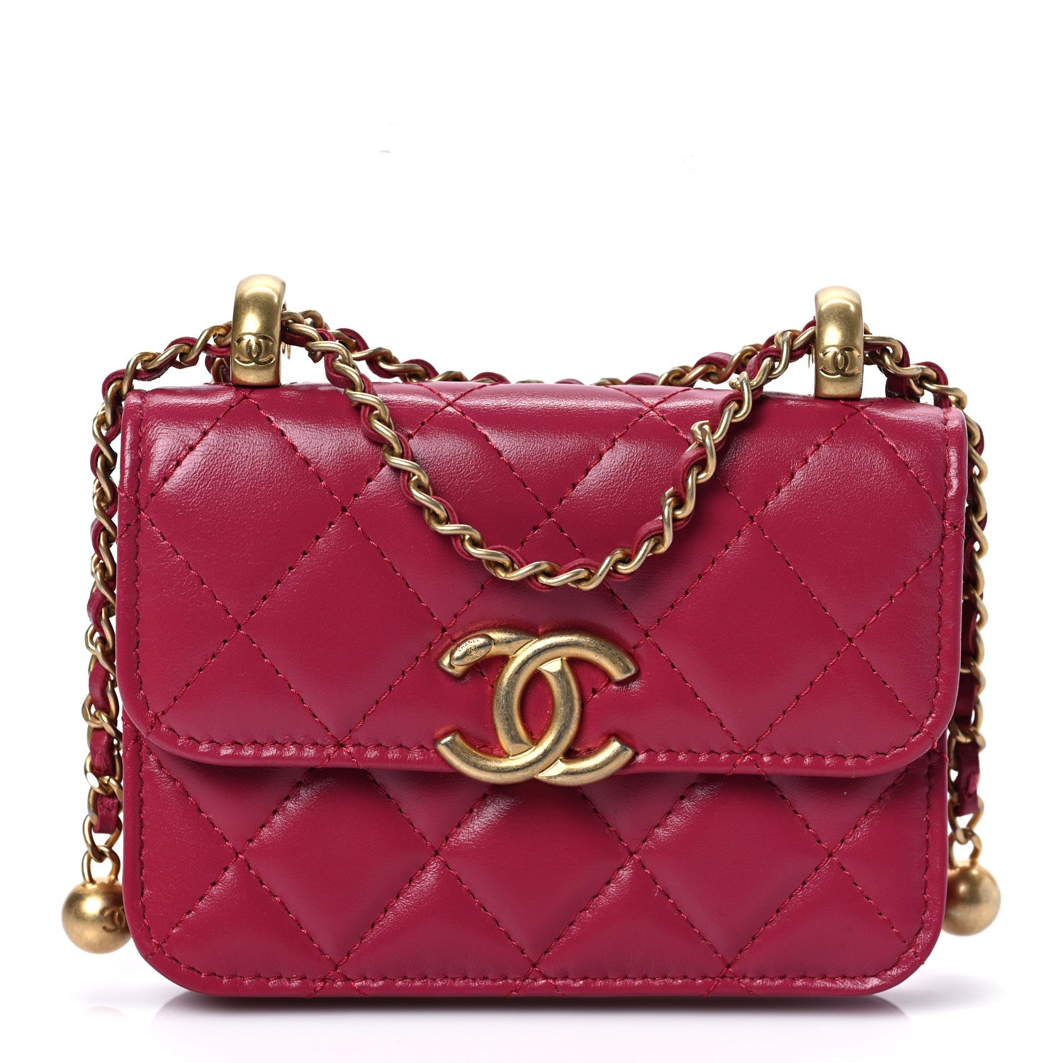 Chanel Lambskin Quilted Pearl Crush Clutch With Chain Fuchsia 1 of 8
