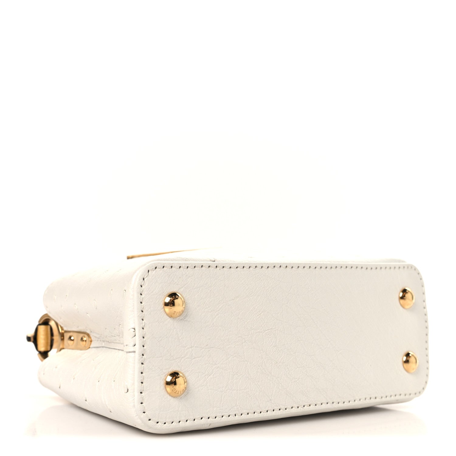 Louis Vuitton Iridescent Ostrich Capucines Mini White Gold 4 of 9