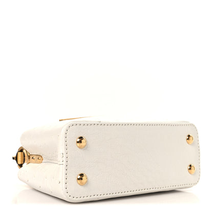 Louis Vuitton Iridescent Ostrich Capucines Mini White Gold 4 of 9