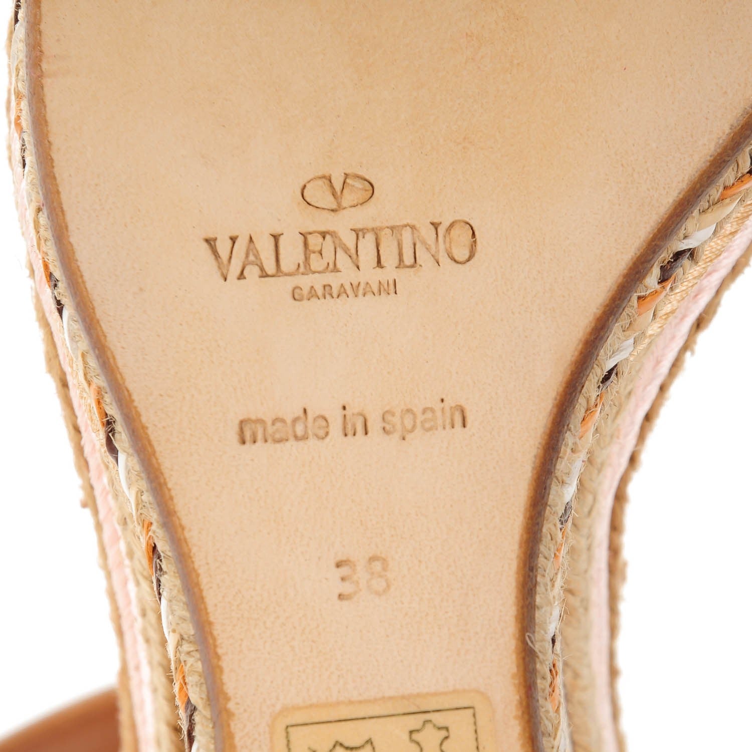 Valentino Garavani Calfskin Canvas Native Couture 1975 Espadrille Wedge Sandals 38 6 of 7