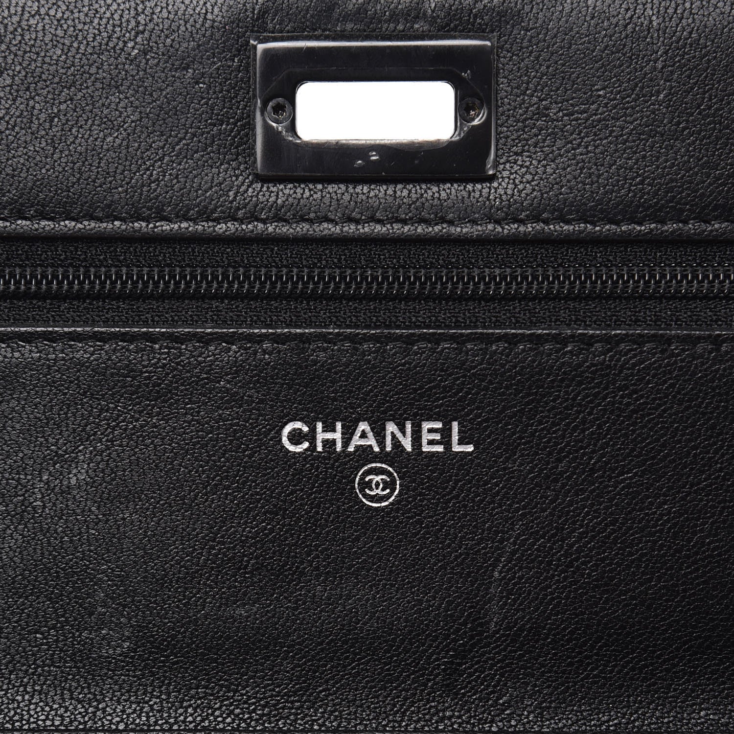 Chanel Sheepskin Chevron Reissue Wallet On Chain WOC So Black 9 of 15