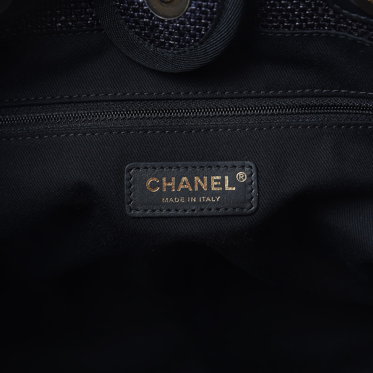 Chanel Woven Straw Raffia Small Deauville Tote Black 6 of 14