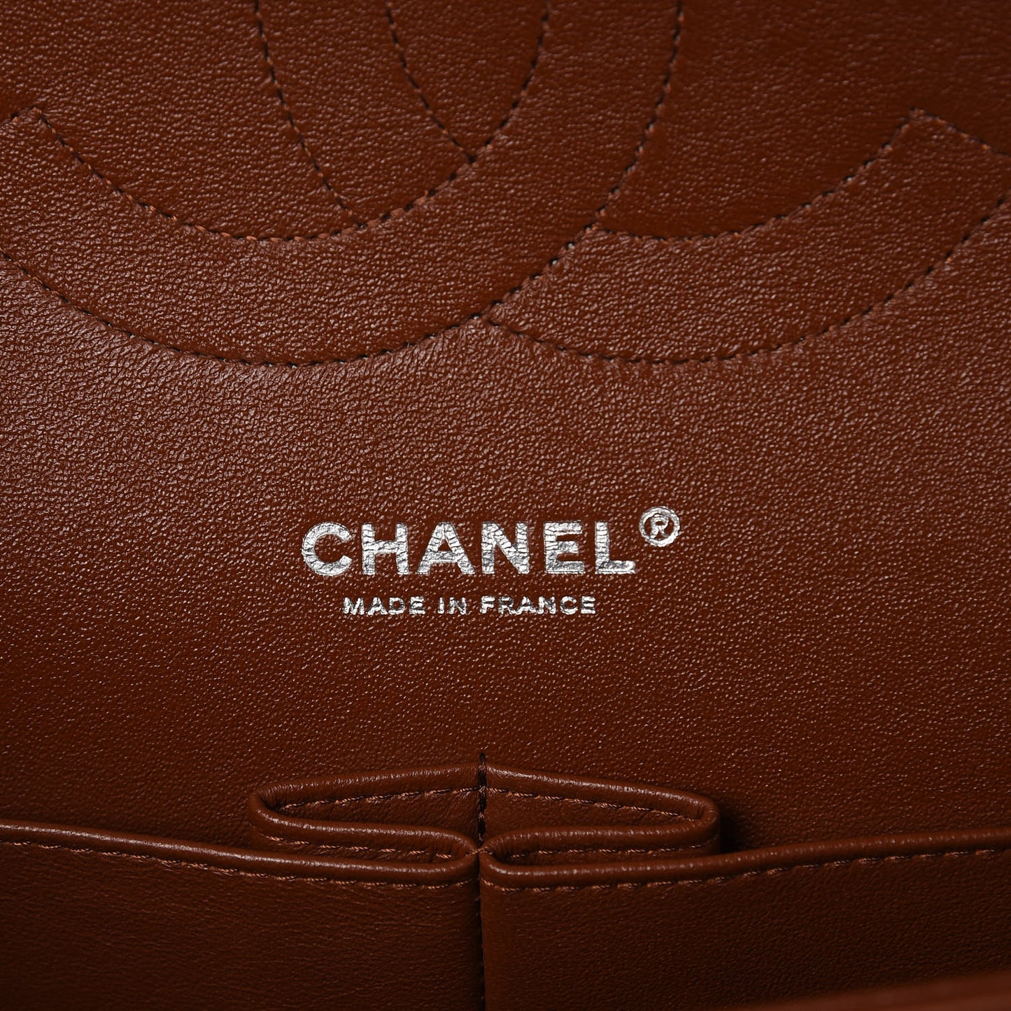 Lambskin Quilted Jumbo Tri-Color Double Flap Orange Camel Navy