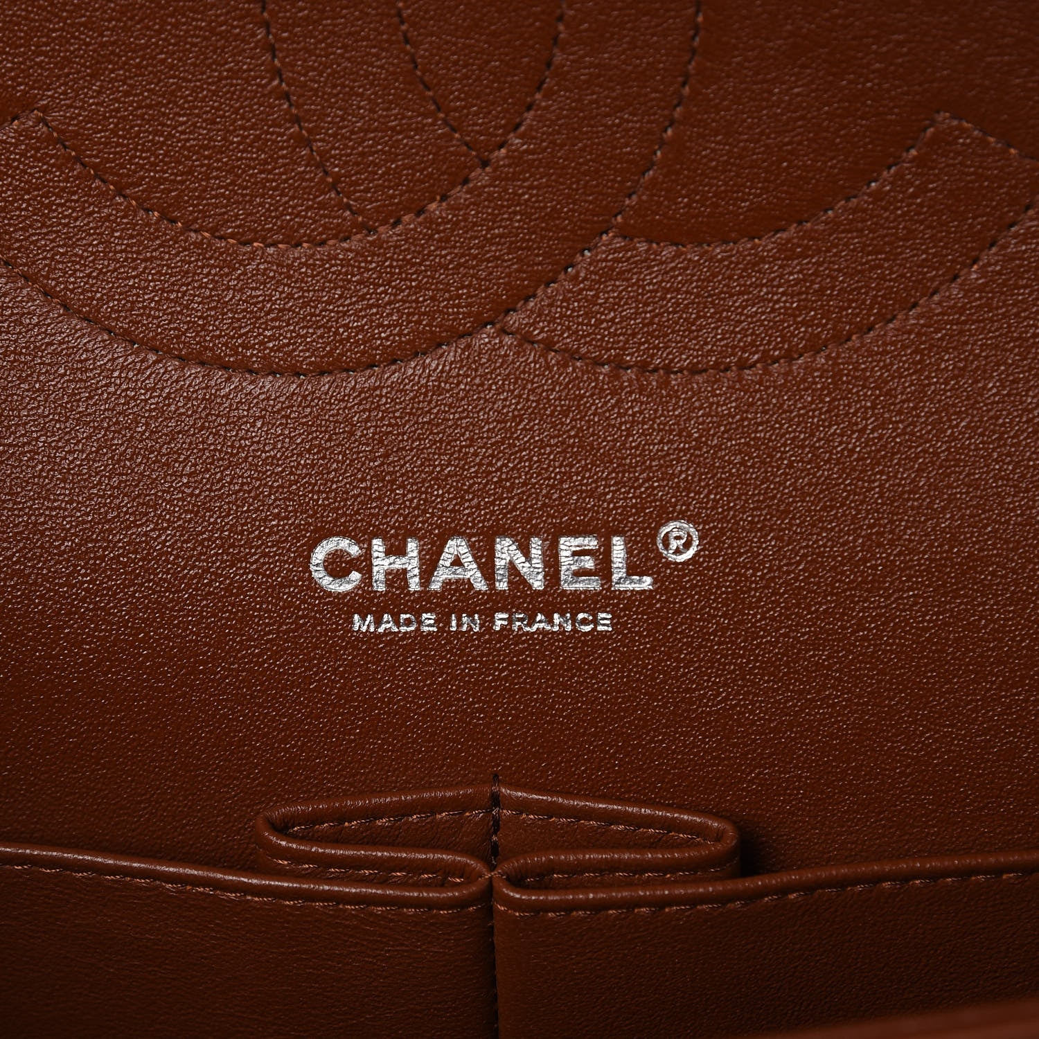 Chanel Lambskin Quilted Jumbo Tri-Color Double Flap Orange Camel Navy 7 of 9
