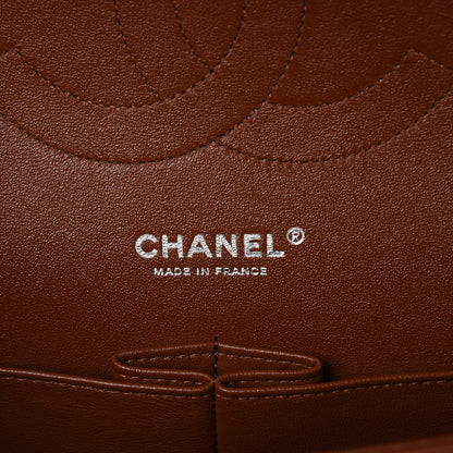 Chanel Lambskin Quilted Jumbo Tri-Color Double Flap Orange Camel Navy 7 of 9