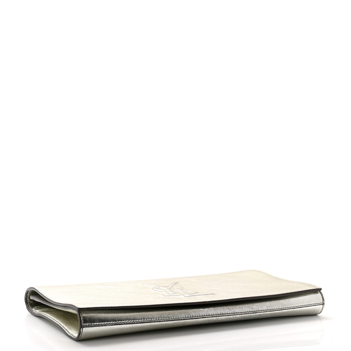 Metallic Calfskin Monogram Large Belle De Jour Clutch Silver