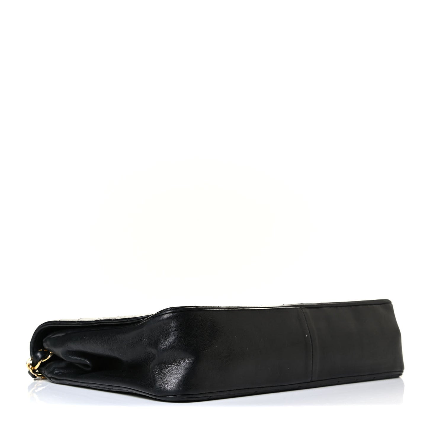 Lambskin Diagonal Quilted Small Single Flap Black
