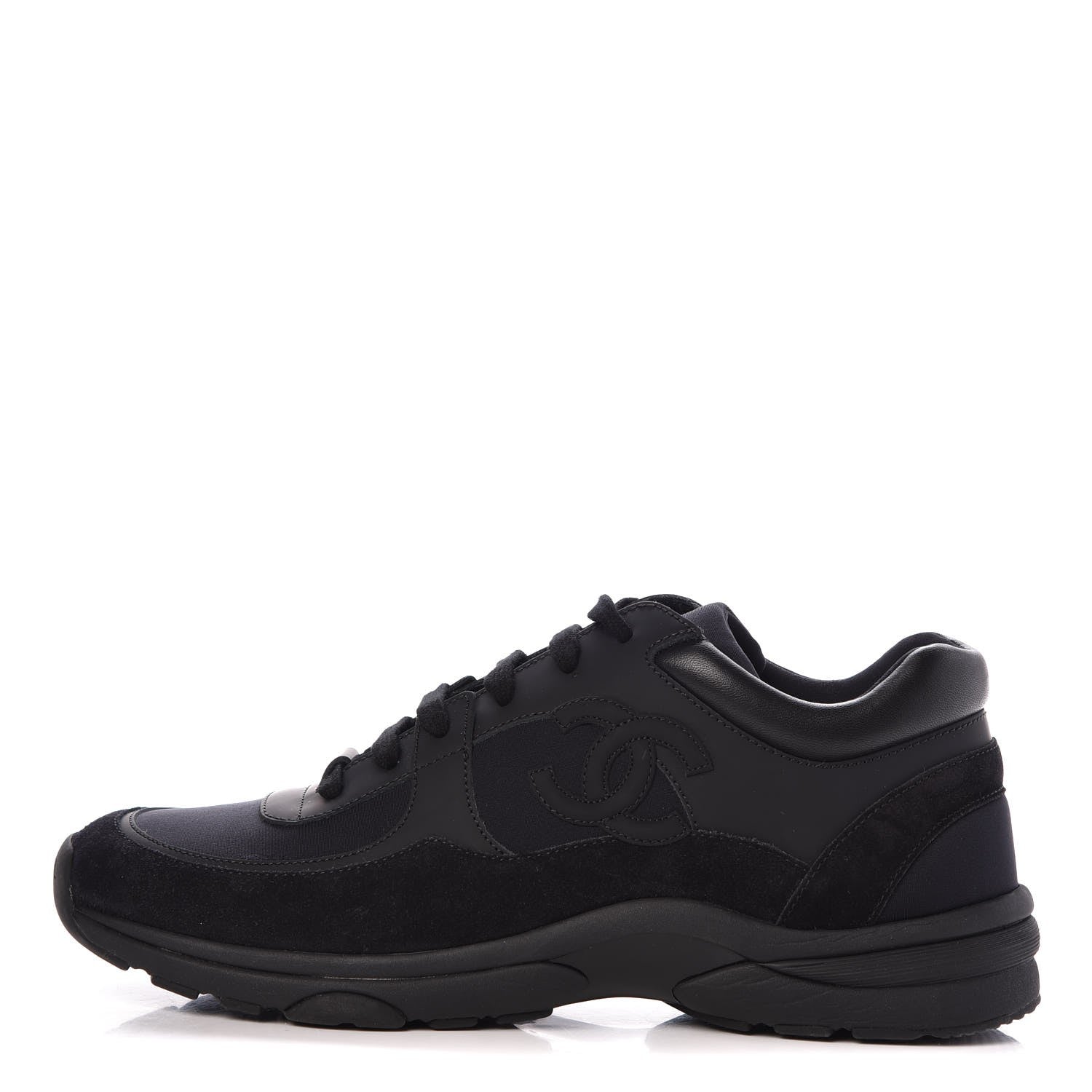 Chanel Suede Calfskin CC Sneakers 41 Black 1 of 9