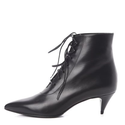 Saint Laurent Calfskin Cat 50 Laced Boots 39 Black 1 of 10