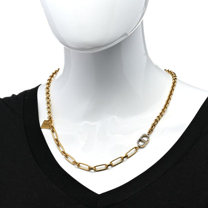 Christian Dior Metal Crystal CD Logo Necklace Gold 2 of 6
