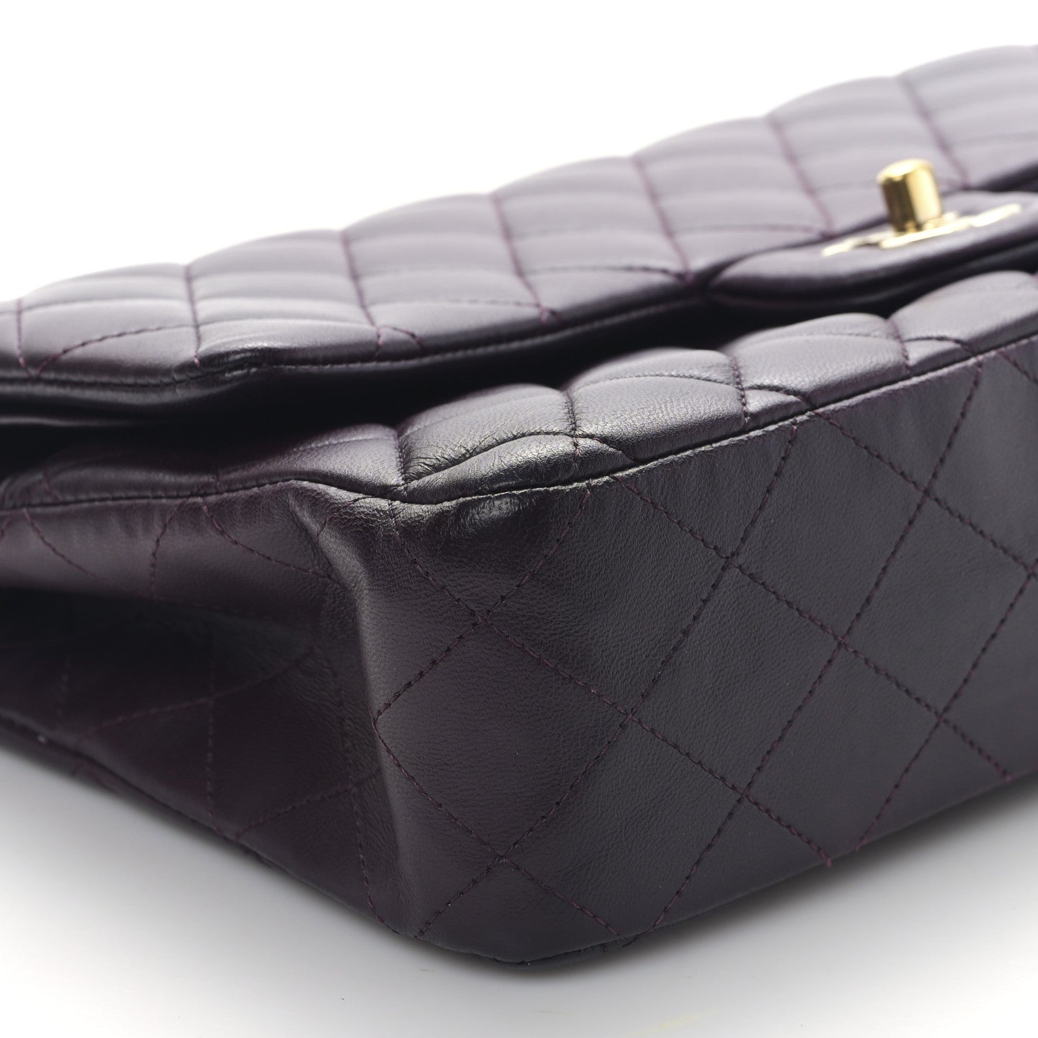Chanel Lambskin Quilted Medium Double Flap Dark Purple 8 of 9