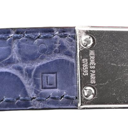 Hermes Matte Porosus Crocodile 18K White Gold Diamond Birkin 35 Bleu Brighton 7 of 26