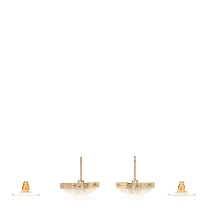 Chanel Resin Metal CC Star Earrings Gold Pearly White 3 of 4