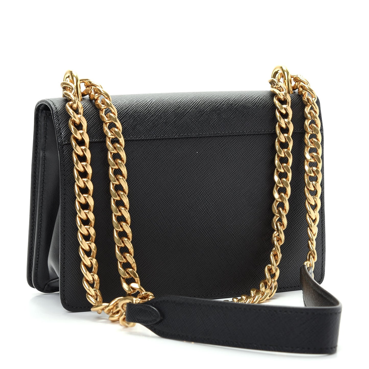 Saffiano Soft Calfskin Chain Crossbody Bag Black
