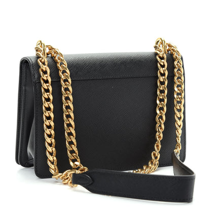 Prada Saffiano Soft Calfskin Chain Crossbody Bag Black 3 of 8