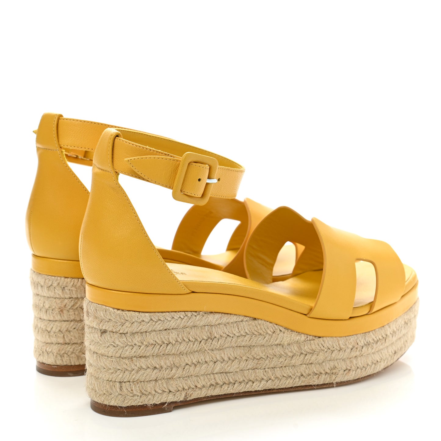 Goatskin Elda Espadrille Wedge Sandals 40 Jaune Sable