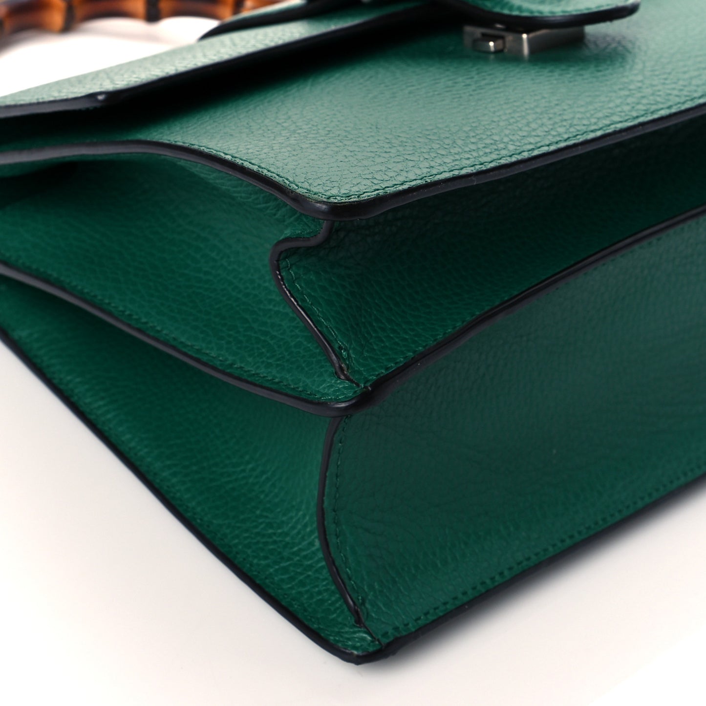 Dollar Calfskin Crystal Web Medium Dionysus Bamboo Top Handle Bag Emerald