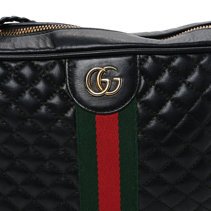 Gucci Calfskin Web Trapuntata Small GG Shoulder Bag Black 8 of 12