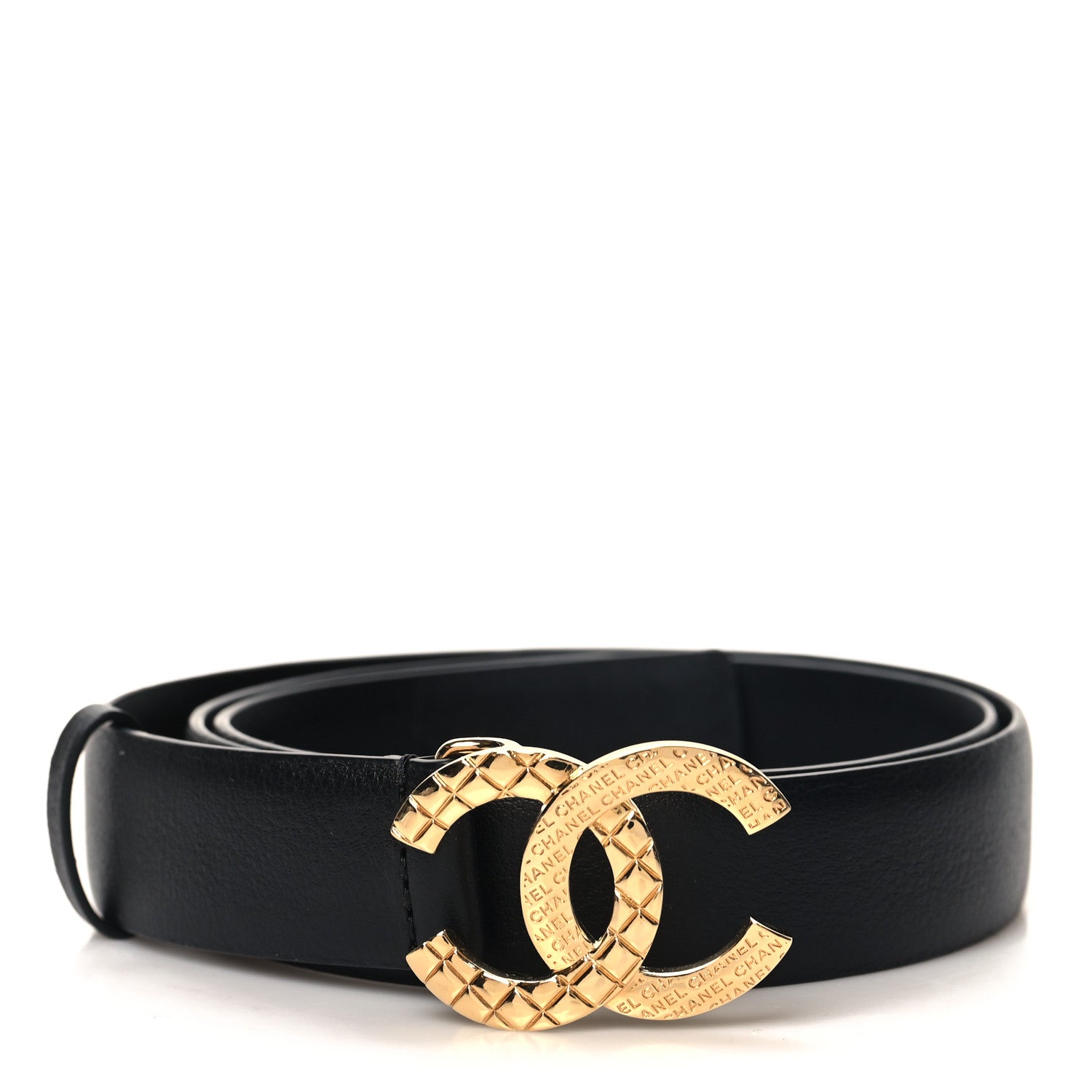 Chanel Calfskin Quilted Logo CC Belt 75 30 Black 1 of 5