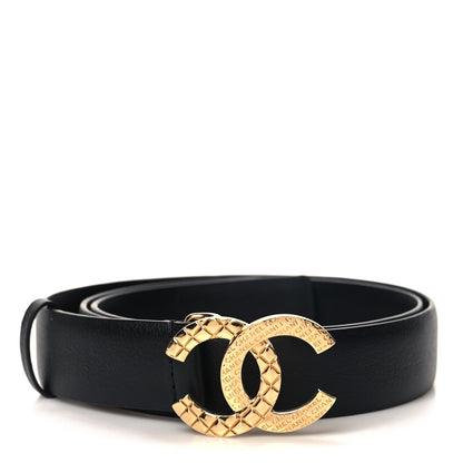 Chanel Calfskin Quilted Logo CC Belt 75 30 Black 1 of 5