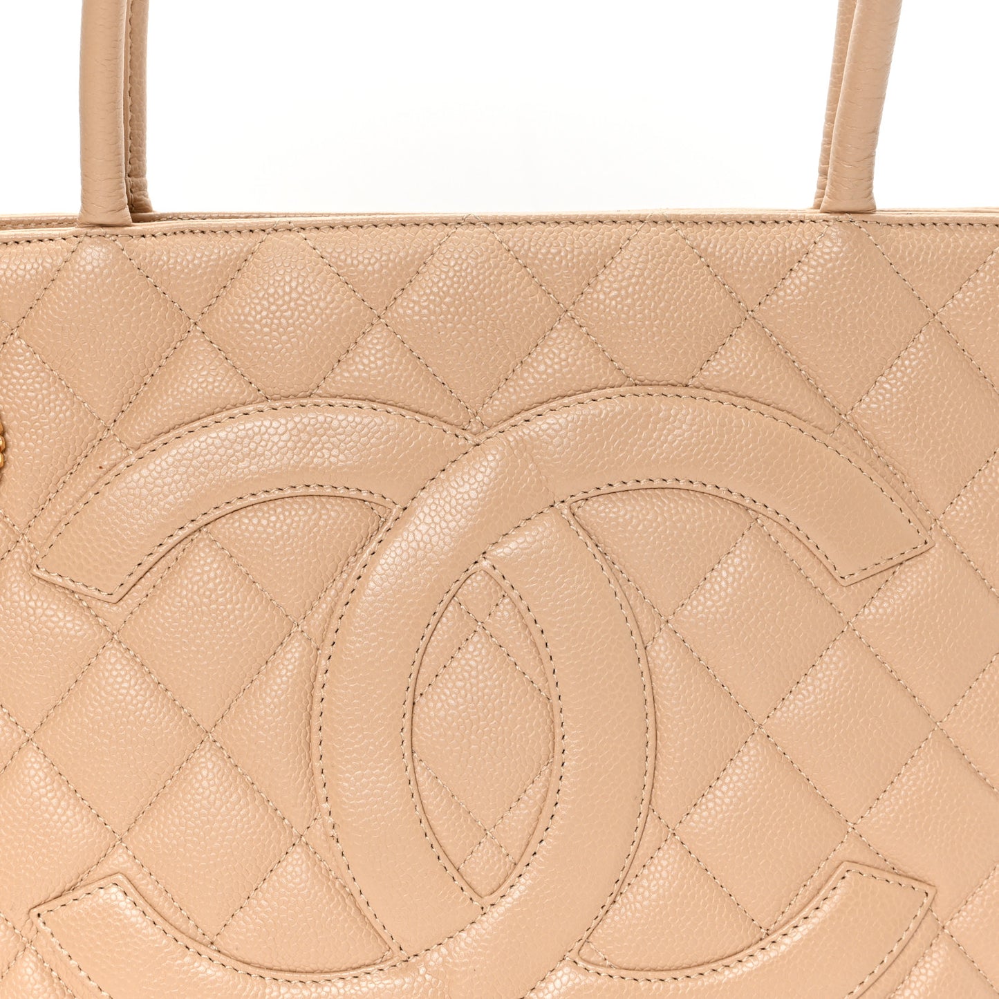 Caviar Quilted Medallion Tote Beige