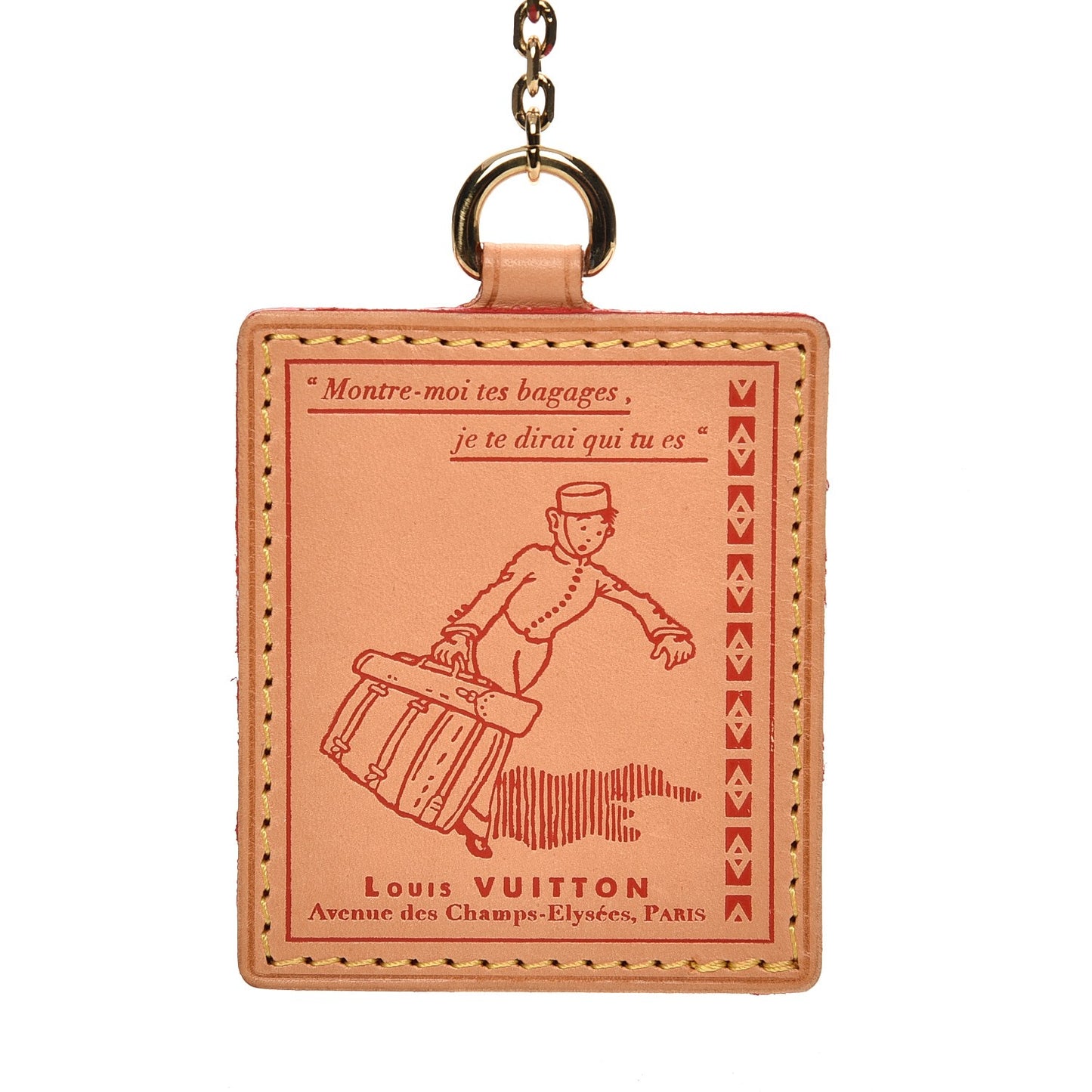Vachetta Groom Key Ring Bag Charm Red