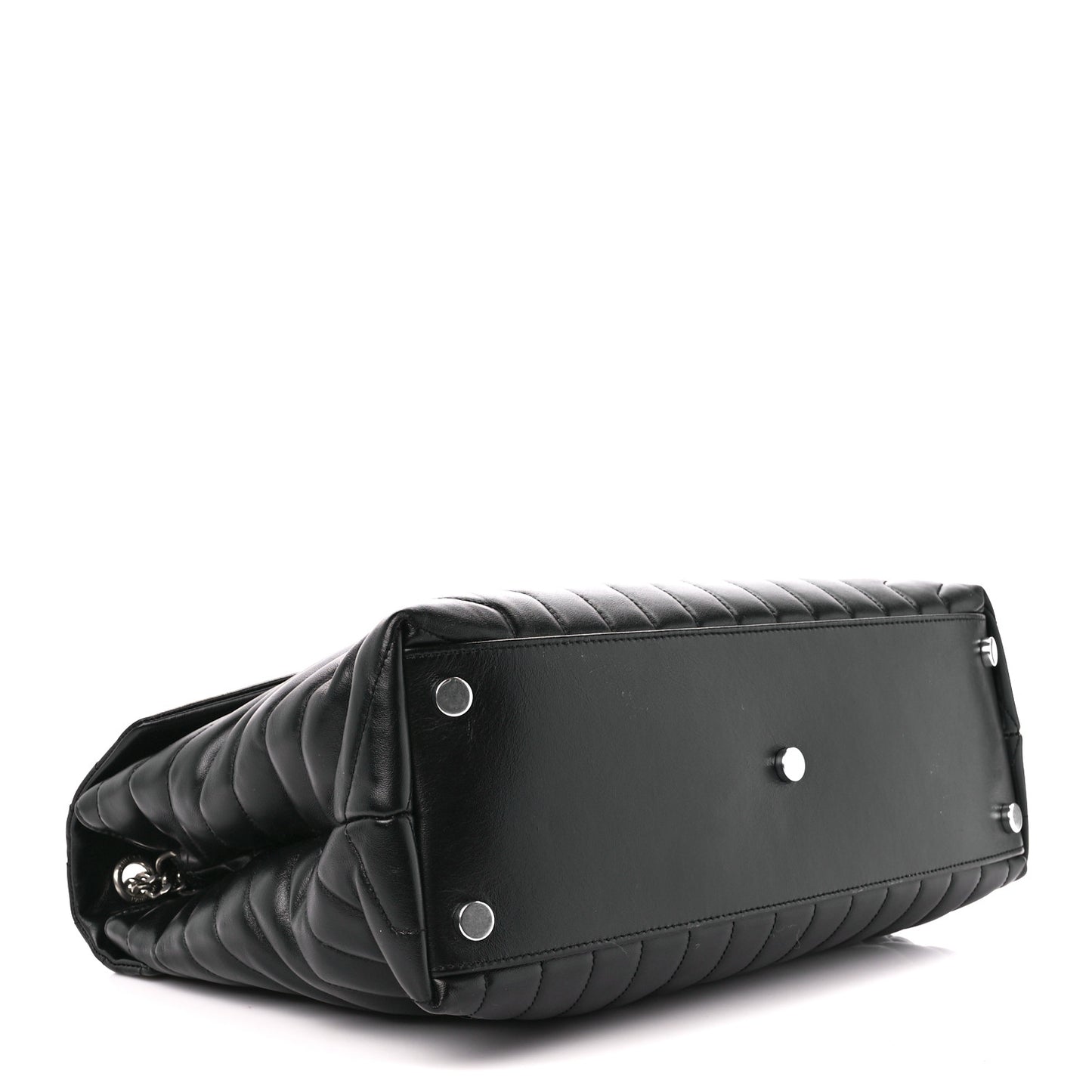 Calfskin Y Quilted Monogram Large Loulou Chain Satchel Black